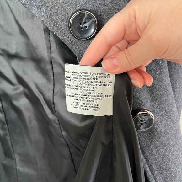 Kenneth Cole Classic Womens Gray Wool Blend Peacoat Size 6 - Picture 6 of 9